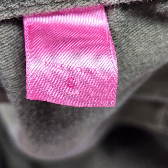 PINK VICTORIAS SECRET Jacket Womens Small Green Denim Military Collared Pockets - Picture 15 of 16
